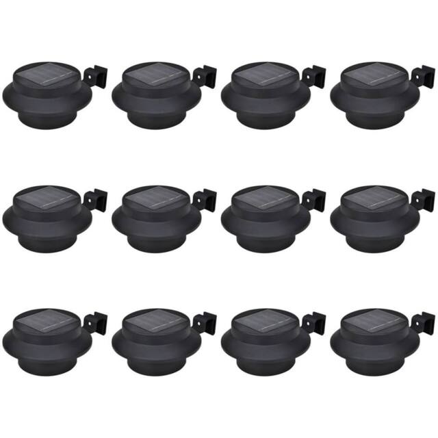 Berkfield Home Outdoor Solar Fence Lamps 12 pcs LED Black - image 1