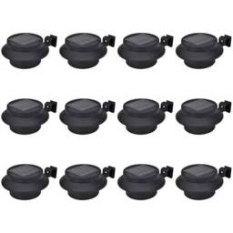 Berkfield Home Outdoor Solar Fence Lamps 12 pcs LED Black - thumbnail 1