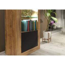 Mex Furniture LTD Display Cabinet Illume 170cm - Dark Oak & Black Matt Doors, LED Lights - thumbnail 4