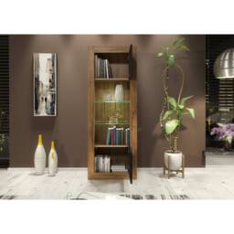 Mex Furniture LTD Display Cabinet Illume 170cm - Dark Oak & Black Matt Doors, LED Lights - thumbnail 7