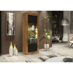Mex Furniture LTD Display Cabinet Illume 170cm - Dark Oak & Black Matt Doors, LED Lights - thumbnail 2