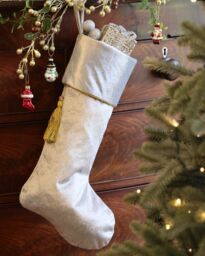 Dibor Set of 4 Silver Kensington Velvet Xmas Gift Decoration Christmas Stocking - Size: 4 Pack - thumbnail 3
