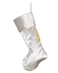 Dibor Set of 4 Silver Kensington Velvet Xmas Gift Decoration Christmas Stocking - Size: 4 Pack - thumbnail 2