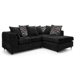 Furnishings For Less UK Zina Fabric L Shaped Corner Sofa Right Hand Facing 3-4 Seater Chenille in Black - thumbnail 2