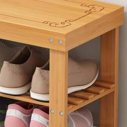 Havendro 3-Tier Wooden Shoe Rack with Seating Bench in Brown - thumbnail 6