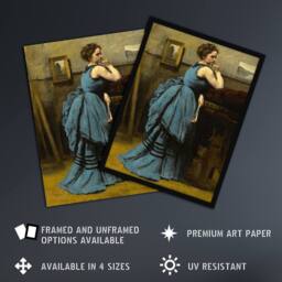 "Artery8 Camille Corot Lady in Blue La Dame en Bleu Wall Art Print - Size: W12"" x H16""" - thumbnail 2
