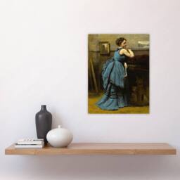 "Artery8 Camille Corot Lady in Blue La Dame en Bleu Wall Art Print - Size: W12"" x H16""" - thumbnail 4