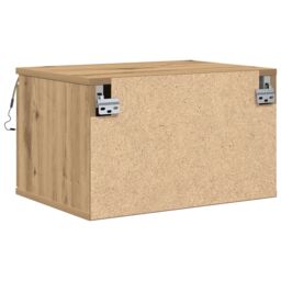 Berkfield Home Bedside Cabinet with LED Wall-Mounted Artisan Oak 50x36x30 cm in Brown - Size: 50 x 36 x 30 cm - thumbnail 8