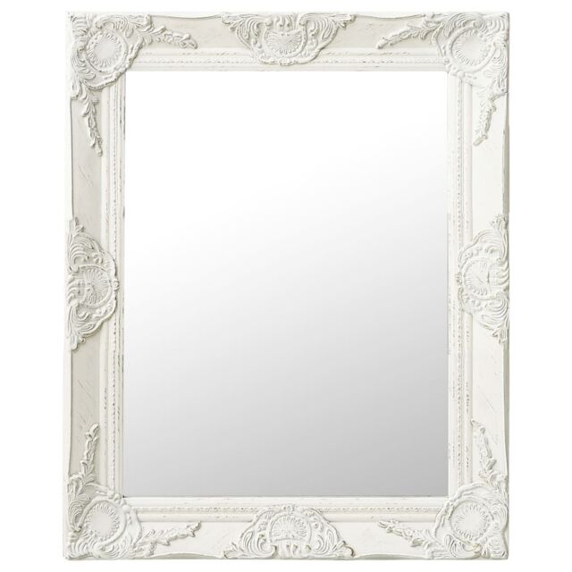 Berkfield Home Wall Mirror Baroque Style 50x60 cm White - image 1