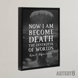 "Artery8 Slate Quote Robert Oppenheimer Framed Canvas Wall Art Print in Grey - Size: W18"" x H24""" - thumbnail 2