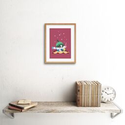 "Artery8 Wall Art Print Badger Cozy Tea Art Framed 9x7 inch in Beige - Size: W7"" x H9""" - thumbnail 2