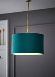ValueLights Reni Forest Green Velvet Easy Fit Drum Ceiling Lamp Shade in Bottle Green - Size: Large - thumbnail 1
