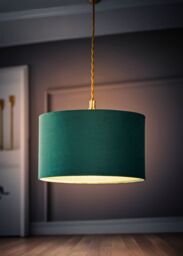 ValueLights Reni Forest Green Velvet Easy Fit Drum Ceiling Lamp Shade in Bottle Green - Size: Large - thumbnail 2