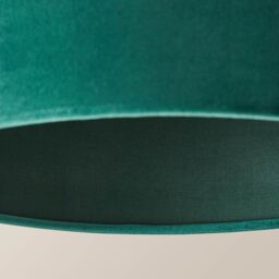 ValueLights Reni Forest Green Velvet Easy Fit Drum Ceiling Lamp Shade in Bottle Green - Size: Large - thumbnail 5
