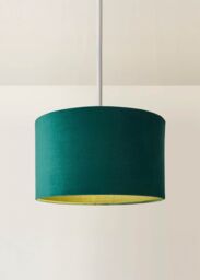 ValueLights Reni Forest Green Velvet Easy Fit Drum Ceiling Lamp Shade in Bottle Green - Size: Large - thumbnail 3