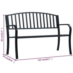 Berkfield Home Durable Garden Bench 125 cm Black Steel - thumbnail 7