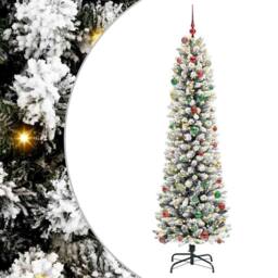 Berkfield Home Artificial Christmas Tree with 300 LEDs Green & white 240 cm - thumbnail 2