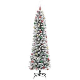 Berkfield Home Artificial Christmas Tree with 300 LEDs Green & white 240 cm - thumbnail 6