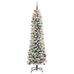 Berkfield Home Artificial Christmas Tree with 300 LEDs Green & white 240 cm - thumbnail 3