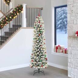Berkfield Home Artificial Christmas Tree with 300 LEDs Green & white 240 cm