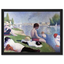 Artery8 Georges Seurat Bathers At Asnieres Painting Artwork Framed Wall Art Print A4 in Black - thumbnail 1
