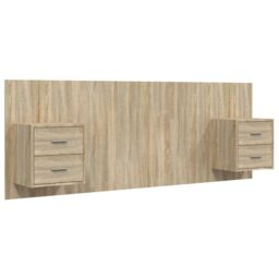 Berkfield Home Bed Headboard with Cabinets Sonoma Oak Engineered Wood in Brown - thumbnail 2