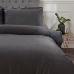 Smart Living Luxury Soft & Elegant Matte Velvet Duvet Cover Set with Pillowcases in Charcoal - Size: Super King - thumbnail 2