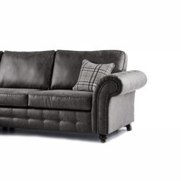 Furnishings For Less UK Oakland Tan Chesterfield 5 Seater L Shape Large Corner Sofa in Charcoal - thumbnail 4