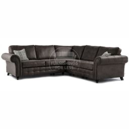 Furnishings For Less UK Oakland Tan Chesterfield 5 Seater L Shape Large Corner Sofa in Charcoal - thumbnail 1