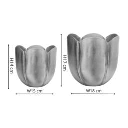 Ivyline Eva Metal Tulip Silver Planter Set of 2 - thumbnail 2