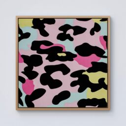 Warren Reed - Designer Colourful Leopard Print Framed Canvas in Light Brown - Size: w40 inch x h40 inch - thumbnail 1