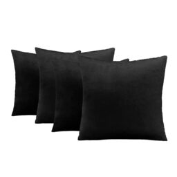 OHS 4 x Matte Velvet Filled Cushion Covers Soft Zip in Black - Size: 45 cm x 45 cm - thumbnail 4