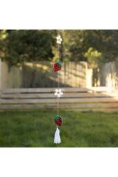 KDMD String of Daisy & Strawberry Suncatchers - Brighten Windows & Garden in Maroon - thumbnail 1