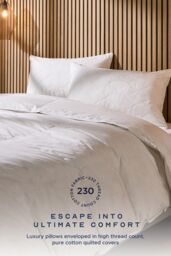 Snuggledown Luxury Cotton Quilted Pillow, Firm Support, 2 Pack in White - thumbnail 2