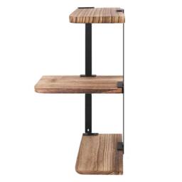 KORVIXA 3 Tier Corner Wall Shelves Industrial Style Metal Wood Shelving in Brown - Size: 100 cm x 100 cm