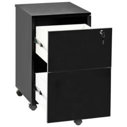 Wyld and Coco Black Wood Mobile Office Storage Unit Two Lockable - thumbnail 4
