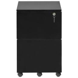Wyld and Coco Black Wood Mobile Office Storage Unit Two Lockable - thumbnail 5