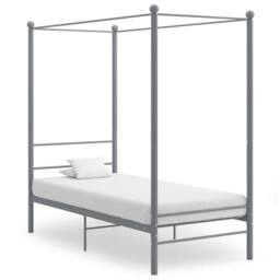 Berkfield Home Durable Canopy Bed Frame Grey Metal 90x200 cm - thumbnail 2