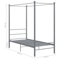 Berkfield Home Durable Canopy Bed Frame Grey Metal 90x200 cm - thumbnail 6