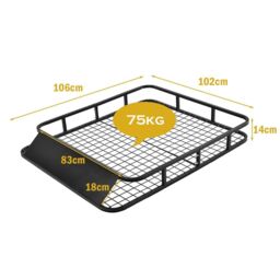 Costway Steel Cargo Roof Rack Basket Truck Cars Top Luggage Carrier 75kg Weight Capacity in Black - thumbnail 2