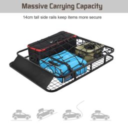 Costway Steel Cargo Roof Rack Basket Truck Cars Top Luggage Carrier 75kg Weight Capacity in Black - thumbnail 4