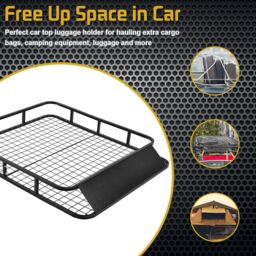 Costway Steel Cargo Roof Rack Basket Truck Cars Top Luggage Carrier 75kg Weight Capacity in Black - thumbnail 3