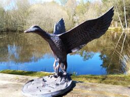 Inspirational Gifting Flying Duck Garden Sculpture Ornament Decor in Bronze - thumbnail 2