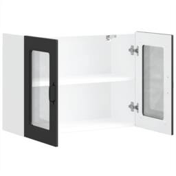 Berkfield Home Kitchen Wall Cabinet with Glass Door Kalmar Black Engineered Wood - thumbnail 7