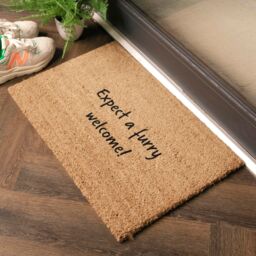 Artsy Mats Expect a furry welcome Coir Doormat (60 x 40cm) in Brown - Size: 40 cm x 60 cm - thumbnail 2