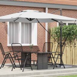 Berkfield Home Cantilever Roma Parasol Sand 286x285x265 cm Aluminium in Beige - Size: 286 x 285 x 265 cm - thumbnail 2