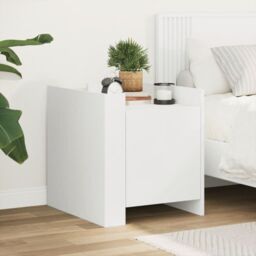 Berkfield Home Bedside Cabinet White 45x50x50 cm Engineered Wood - Size: 45 x 50 x 50 cm - thumbnail 1