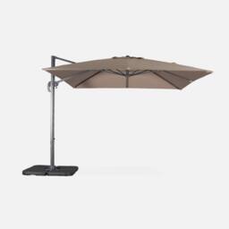 sweeek 3x3m Cantilever Parasol + 50x50cm Weighted Slabs With Protected Cover in Brown - Size: 50x50 cm - thumbnail 2