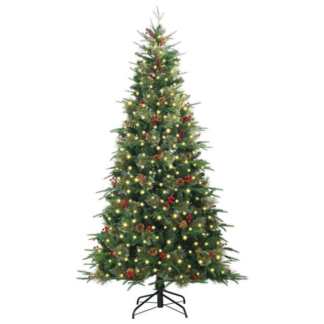 Berkfield Home Elegant Artificial Hinged Christmas Tree Green 210 cm PE & PVC - image 1