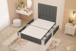 "Somnior Austin 4 Drawer Divan Bed Base & 54"" Floor Standing Headboard Linen in Mid Grey - Size: Super King" - thumbnail 3